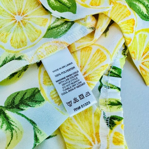 CECE BOHO LEMON SANTORINI VIBE YELLOW PHEASANT SHEER TIERED SLEEVE BLOUSE - Picture 6 of 8